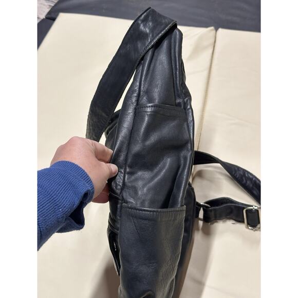 Sylvia Black Leather Vintage Healthy Sling Bag Back Bag Purse Hobo - Picture 9 of 16